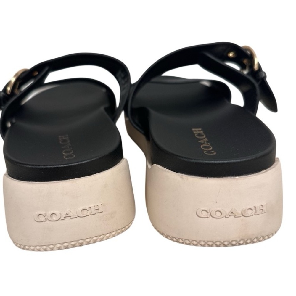 COACH Gwen Signature Black Golden Buckle Leather Strap Sandals 8B US / 38.5 EU - Picture 9 of 16
